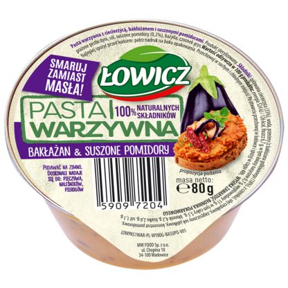 ŁOWICZ Pasta Warzywna Bakłażan & Suszone Pomidory 80g